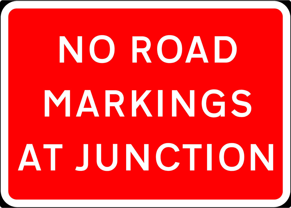 1050x750mm No Road Markings At Junction - 7012 - Rigid Plastic