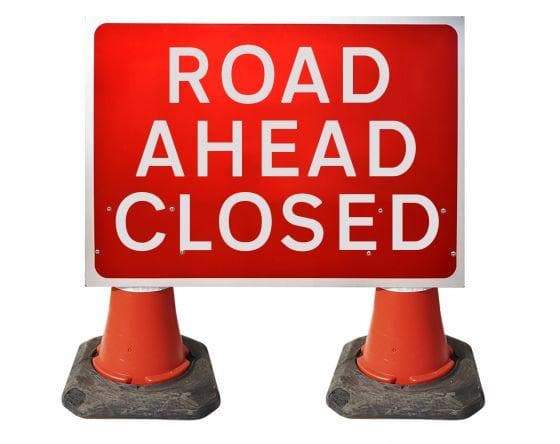 1050x750mm Cone Sign - Road Ahead Closed - 7010.1 (4308343717922)