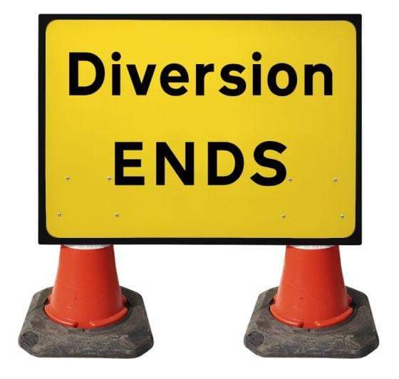 1050x750mm Cone Sign - Diversion Ends - 2702 (4308413874210)