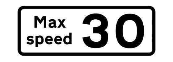 870x360mm Supplementary Plate - Max Speed 30 - 513.2 - Rigid Plastic