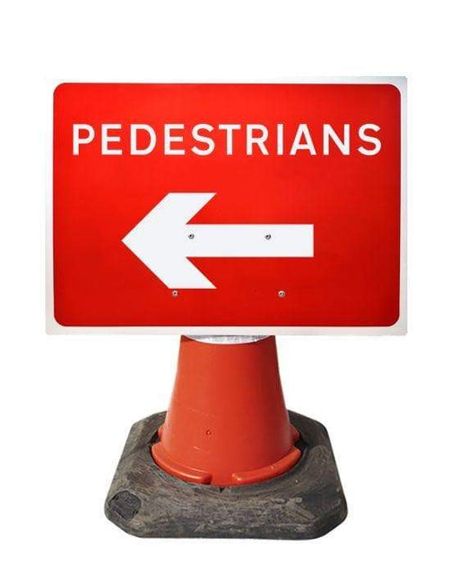 600x450mm Cone Sign - Pedestrians with Arrow Left - 7018 (4308367638562)