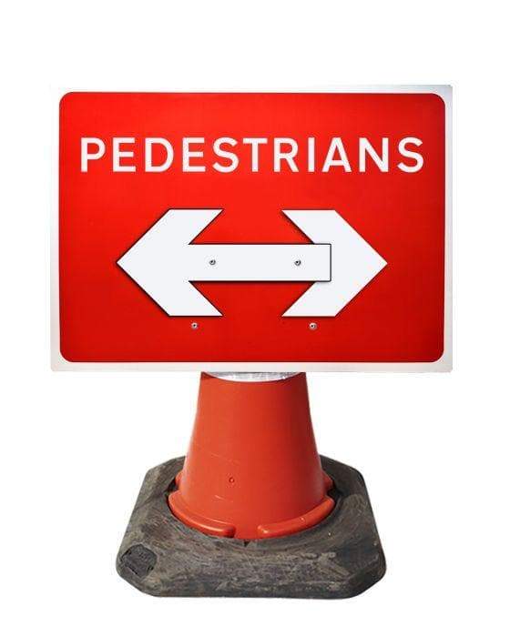 600x450mm Cone Sign - Pedestrians C/W Movable Arrow - 7018 (4308374126626)