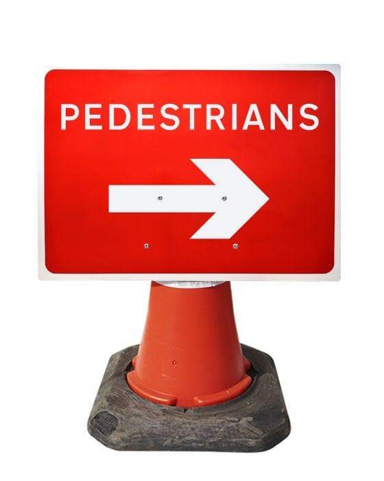 600x450mm Cone Sign - Pedestrians with Arrow Right - 7018 (4308370554914)