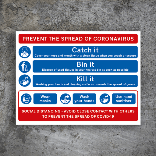 Prevent The Spread Site Safety Sign - Protect Signs